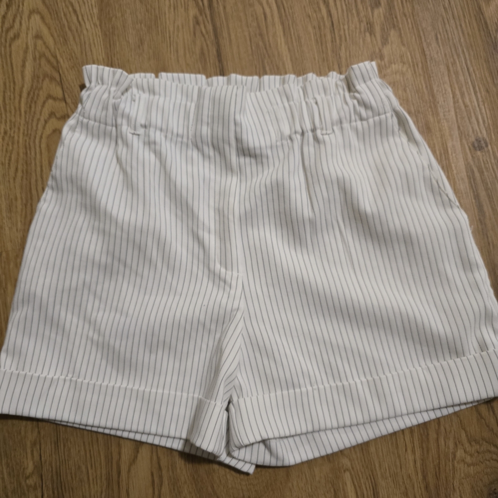 Dynamite High Waist White Pinstripe Shorts